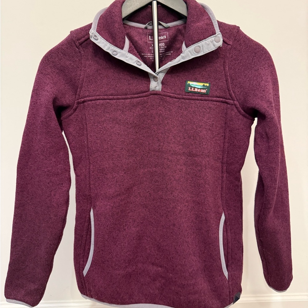 L.L.Bean Women’s Burgundy Fleece Snap Pullover XXS Regular